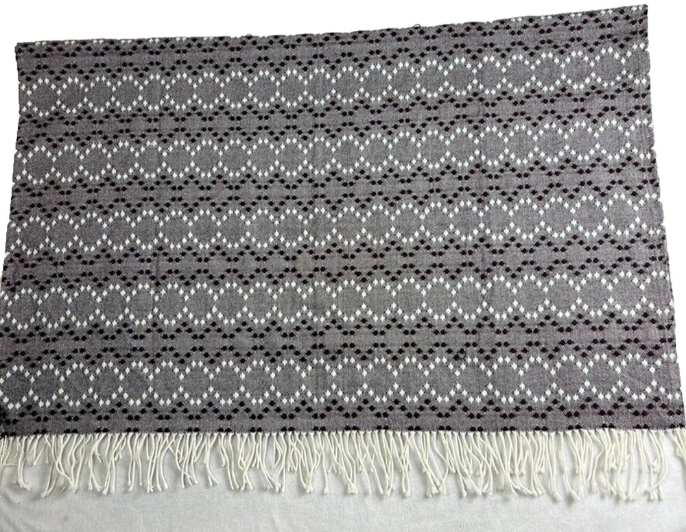 West Elm Throw Blanket Diamond Dot Decorative Burgundy White 44x56 Fringe
